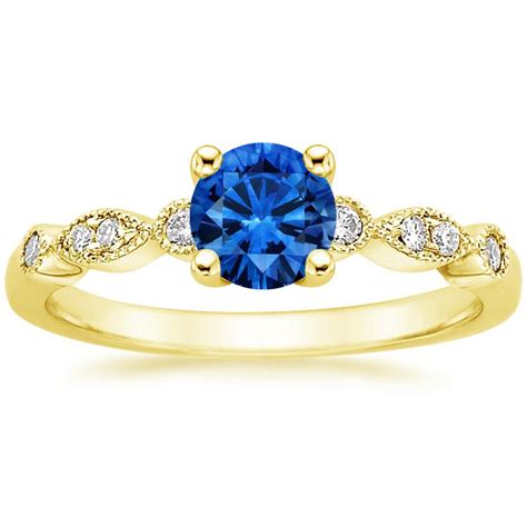 Sapphire Tiara Diamond Ring In 18k Yellow Gold