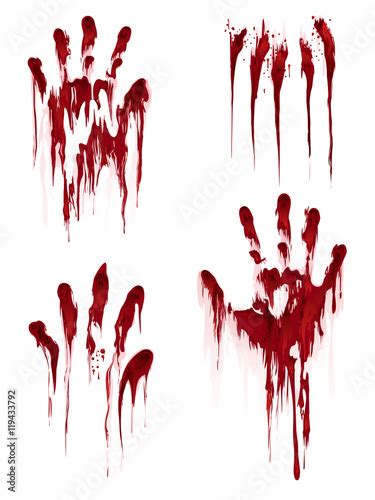 Bloody Hand Print Isolated On White Background Horror Scary Blood