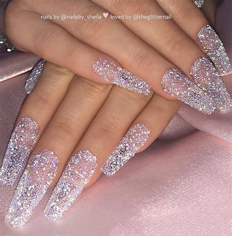 Mix bright blue and white for your long nails. 50 Pretty French Pink Ombre And Glitter On Long Acrylic ...