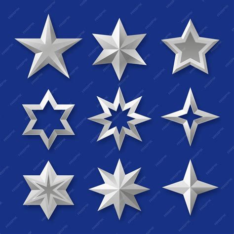 Free Vector Realistic Silver Stars Element Collection