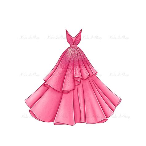 Pink Dress Png Pink Dress Clipart Clothes Clipart Princess Etsy Dress Clipart Vintage Pink