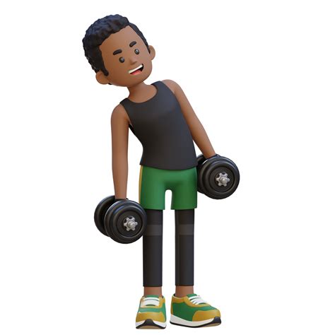3D Sportsman Character Performing Dumbbell Side Bend 26469905 PNG