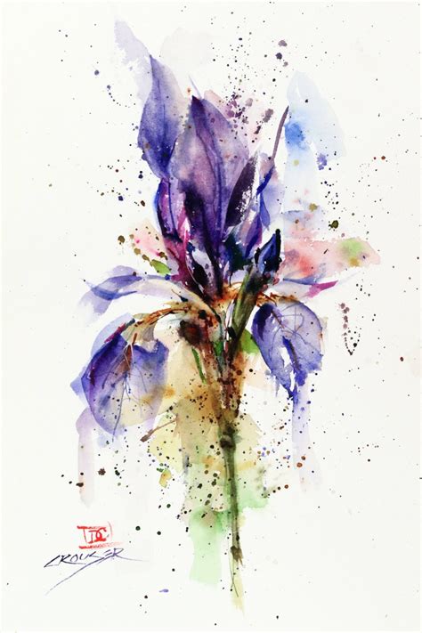 Iris Floral Watercolor Print Flower Painting Watercolor Etsy