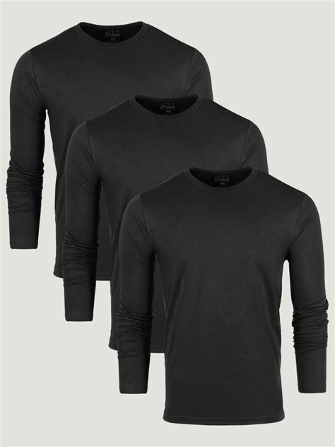 All Black Long Sleeve Crew 3 Pack Fresh Clean Threads