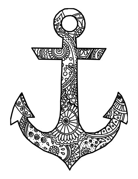 Anchor Coloring Pages Ship Rope Drawing Boat Printable Color Boats