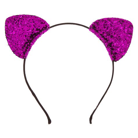 Glitter Cat Ears Headband Purple Claires Us