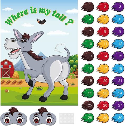 Buy Astaron Pin The Tail On The Donkey Donkey Game With 30 Pcs Tails