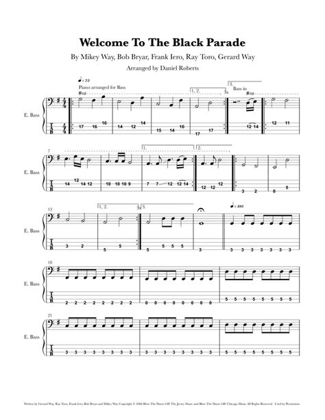 Welcome To The Black Parade Arr Daniel Roberts Sheet Music My