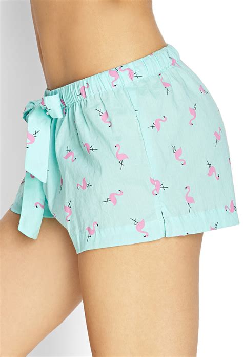 Lyst Forever 21 Flamingo Sleep Shorts In Blue