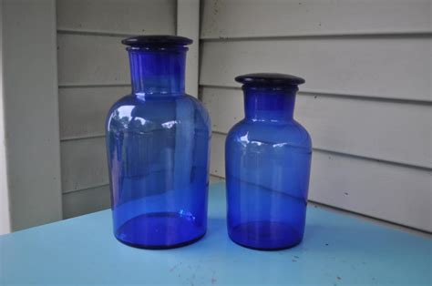Vintage Cobalt Blue Apothecary Jars