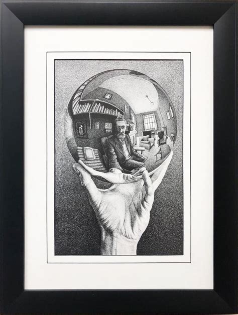 Mcescher Hand With Reflecting Sphere Custom Framed Art Marlin Art