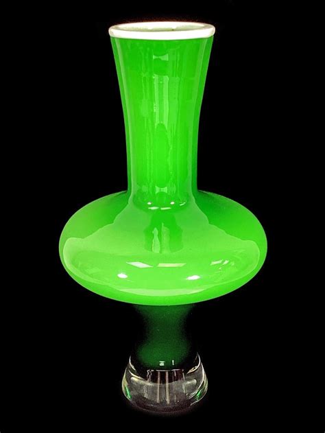Lot Mid Century Modern Danish Green Cased Art Glass Vase