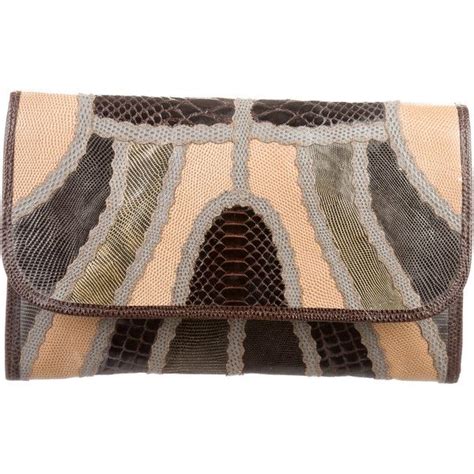 Pre Owned Carlos Falchi Lizard And Snakeskin Clutch 175 Liked On