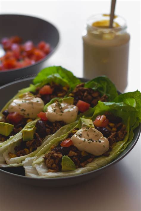 Vegan Taco Lettuce Wraps With Sour Cream Whole Food Recipes Healthy
