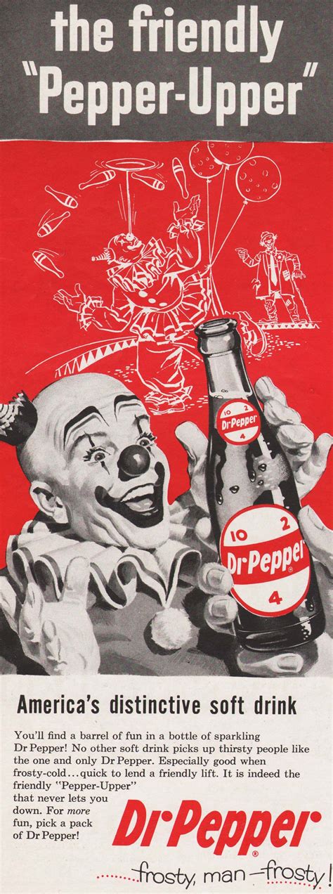 Vintage Magazine Ad Dr Pepper Frosty Man Frosty 1957 Clown Pictured