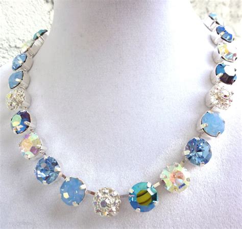 Swarovski Crystal Necklace Chunky Blue 11mm Large Stone