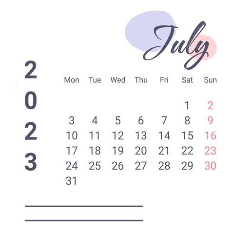 Kalender Ungu Juli Dengan Garis Catatan Juli Juli Kalender