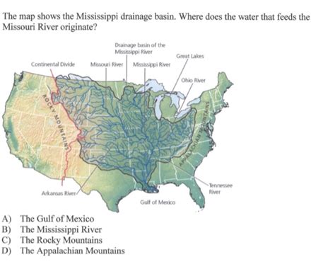 Solved The Map Shows The Mississippi Drainage Basin Wher