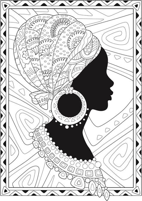 free printable coloring page from dover publications africa woman textile pinturas africanas