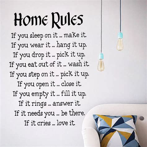 Home Rules Quote Wall Stickers Home Decor Vinyl Art Decals Sticker Home