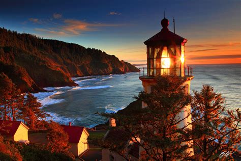 L001 Sunset Heceta Head Lighthouse Oregon Coast Randall J Hodges