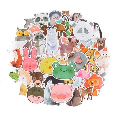 Td Zw 50pcslot Waterproof Super Cute Cartoon Animal Stickers For Car