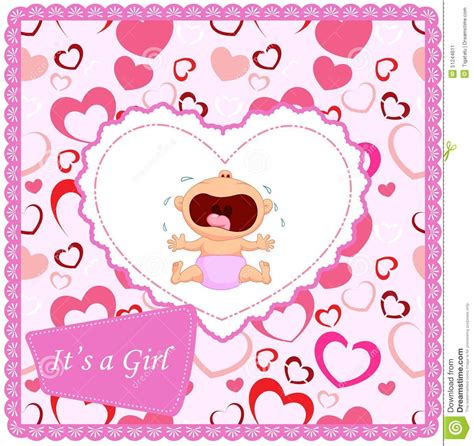 Cartoon Baby Girl Crying Card Stock Vector Illustration