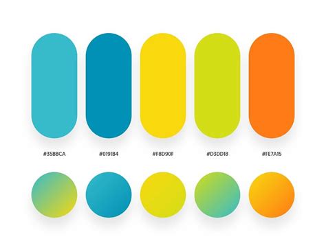 Blue Yellow Green Orange Color Schemes And Gradient Palettes Palet