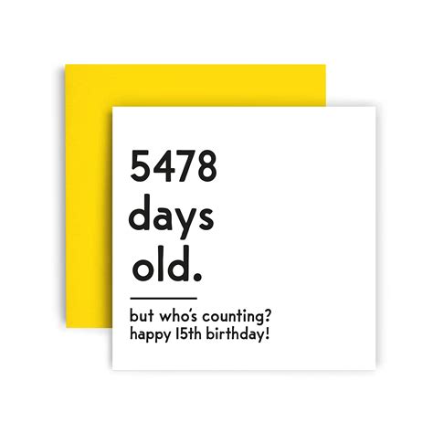 Buy Huxters Funny Birthday Card Happy 15th Birthday Card Day Counting