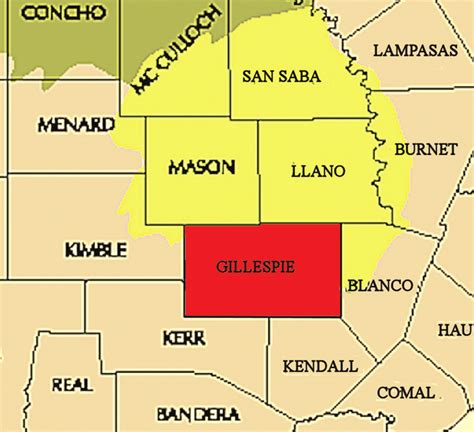 The Location Of Gillespie County In Central Texas Download