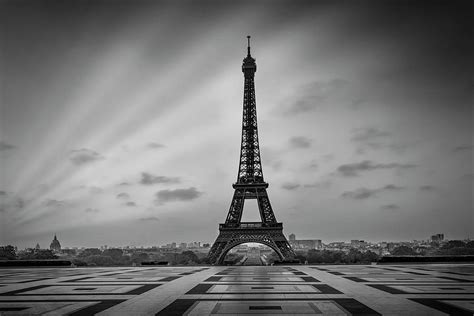 Eiffel Tower At Sunrise Monochrome Photograph By Melanie Viola Fine