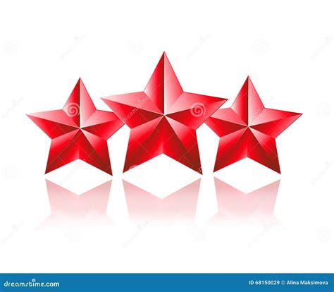 Three Red Star 3d Stock Vector Image 68150029
