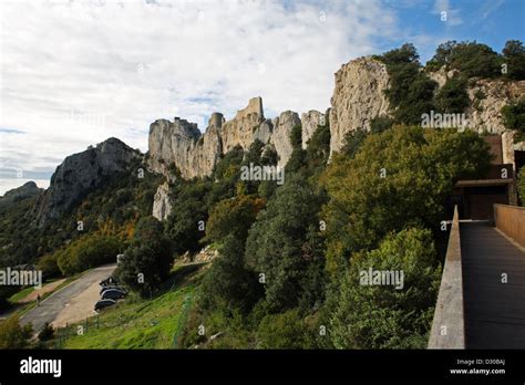 Peyrepertuse One Of The Cathar Castles In The Pyrenees Mountains On The
