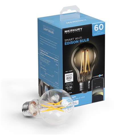 Merkury Innovations A19 Smart Edison LED Bulb, 60W, Dimmable - Walmart.com - Walmart.com