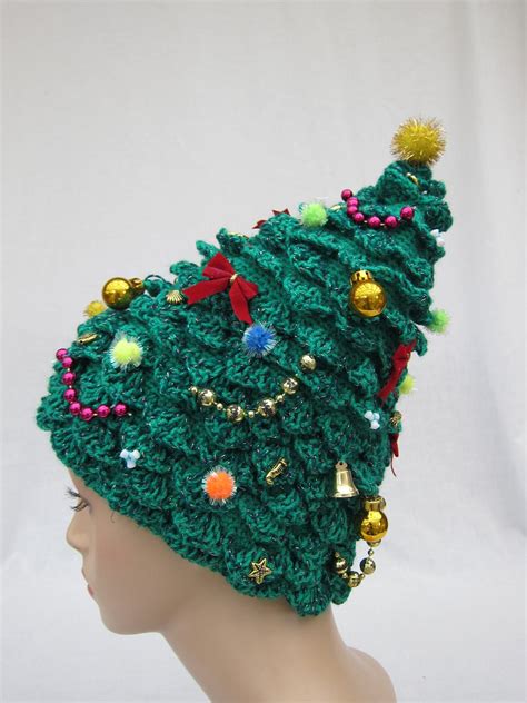 Christmas Tree Hat Crochet Hat Creative Hat Green Hat