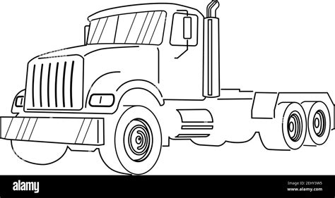 Semi Truck Vector Outline Lorry White Blank Template For Truck Semi