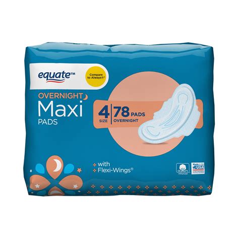 Buy Equate Maxi Pads With Wings Overnight Unscented 78 Ct Online At