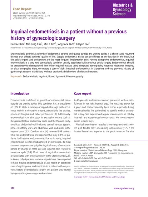 Pdf Inguinal Endometriosis In A Patient Without A Previous History Of