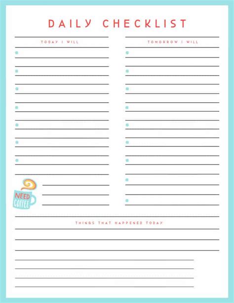 Printable Caregiver Checklist