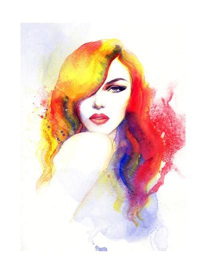 Beautiful Face Woman Portrait Abstract Watercolor