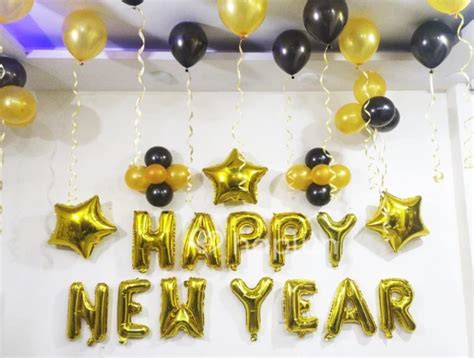 Basic New Year Decoration With Balloons At Home