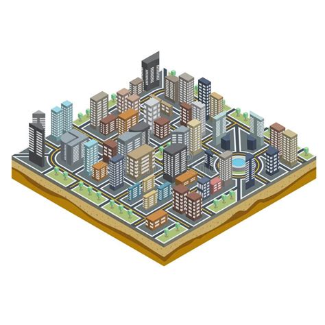 Isometric City Map Creation Kit Stock Vector Illustration Of Plan