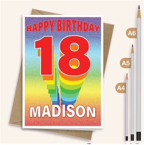 Personalised 18th Birthday Card For Boy Or Girl 18 Birthday Card For