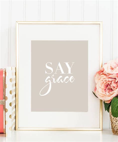Printable Say Grace Typography Quote Wall Poster Office Etsy