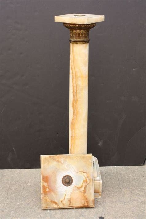 Column Pedestal Of Marble And Brass At 1stdibs