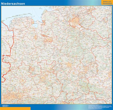 Mapa Niedersachsen Magnético Enmarcado Para Imanes Grande Mapas