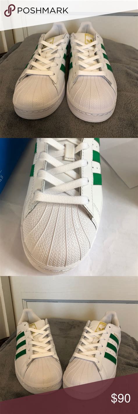 Adidas Superstar White Leather Green Stripes 75 M From My Personal