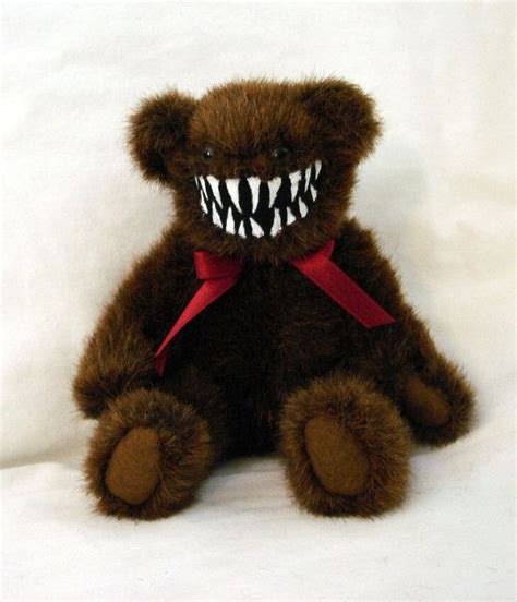 Mini Smiling Monster Teddy Bear Dark Brown And Toothsome Teddy Bear