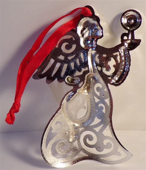 Lenox Sparkle And Scroll Frosted Clear Silver Plate Angel Christmas