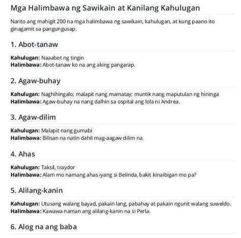 Sampung Halimbawa Ng Sawikain Sa Filipino Sampung Swerte Unamed